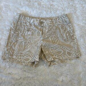 Banana Republic Women’s Martin Fit 5-Pocket Chino Shorts White/Tan Pattern